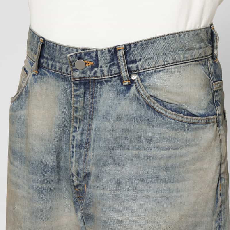 BARNEYS NEW YORK BARNEYS NEW YORK by ANCELLM　ダメージワイドデニムパンツ BLUE