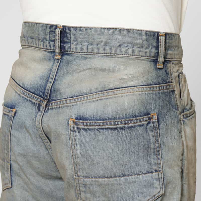 BARNEYS NEW YORK BARNEYS NEW YORK by ANCELLM　ダメージワイドデニムパンツ BLUE