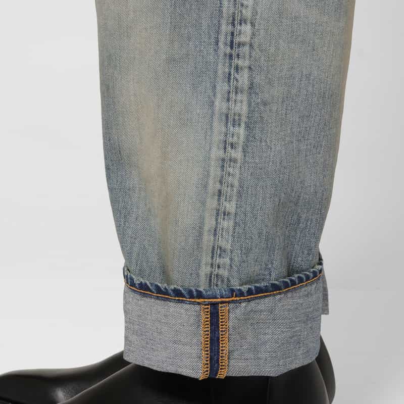 BARNEYS NEW YORK BARNEYS NEW YORK by ANCELLM　ダメージワイドデニムパンツ BLUE