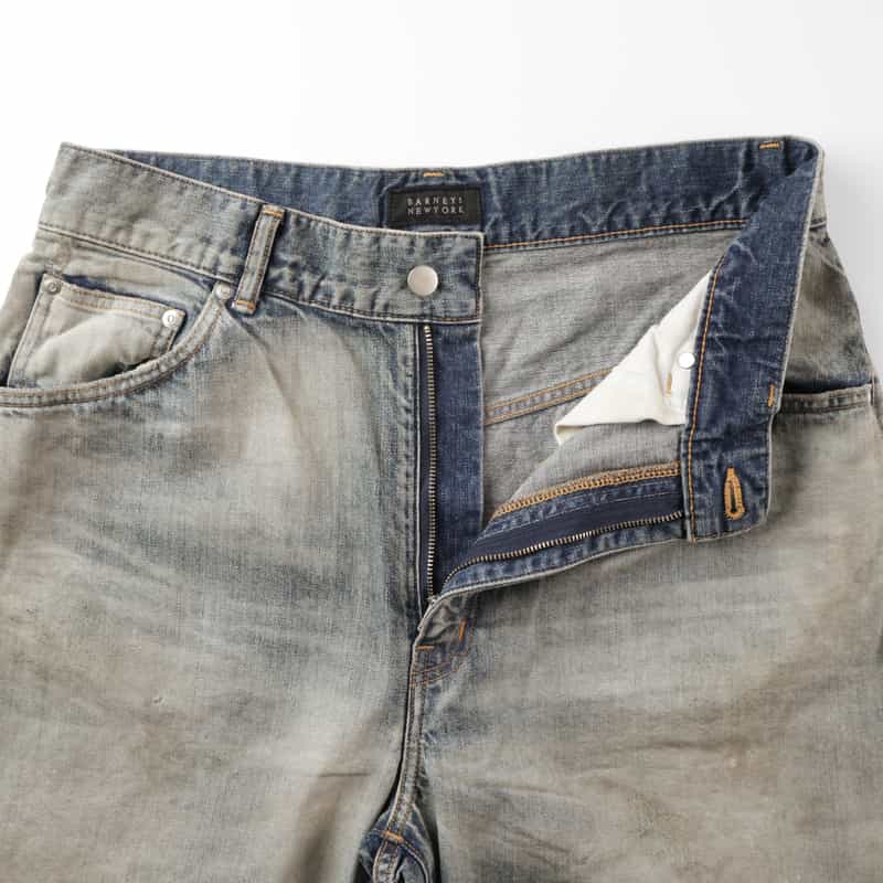 BARNEYS NEW YORK BARNEYS NEW YORK by ANCELLM　ダメージワイドデニムパンツ BLUE