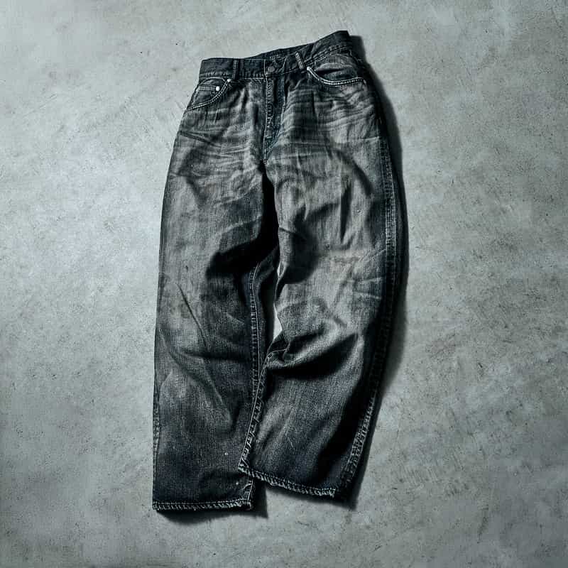 BARNEYS NEW YORK 【オンラインストア限定先行受注販売】BARNEYS NEW YORK by ANCELLM　ダメージワイドデニムパンツ BLACK