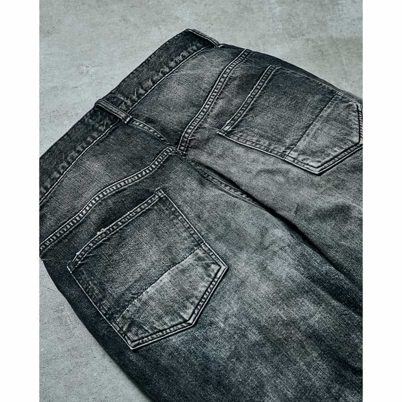 BARNEYS NEW YORK 【オンラインストア限定先行受注販売】BARNEYS NEW YORK by ANCELLM　ダメージワイドデニムパンツ BLACK