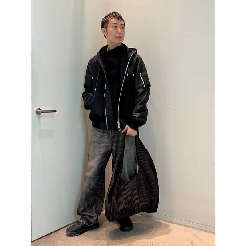 BARNEYS NEW YORK BARNEYS NEW YORK by ANCELLM　ダメージワイドデニムパンツ BLACK