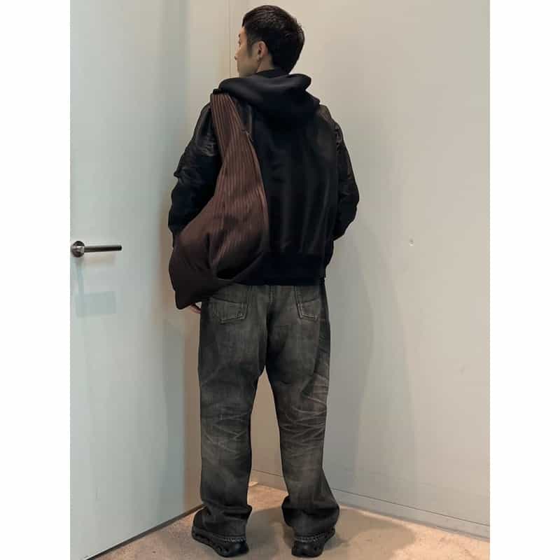 BARNEYS NEW YORK BARNEYS NEW YORK by ANCELLM　ダメージワイドデニムパンツ BLACK
