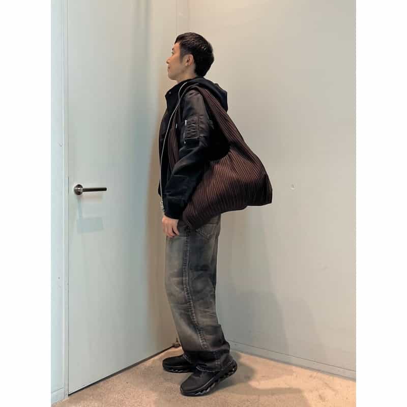 BARNEYS NEW YORK BARNEYS NEW YORK by ANCELLM　ダメージワイドデニムパンツ BLACK