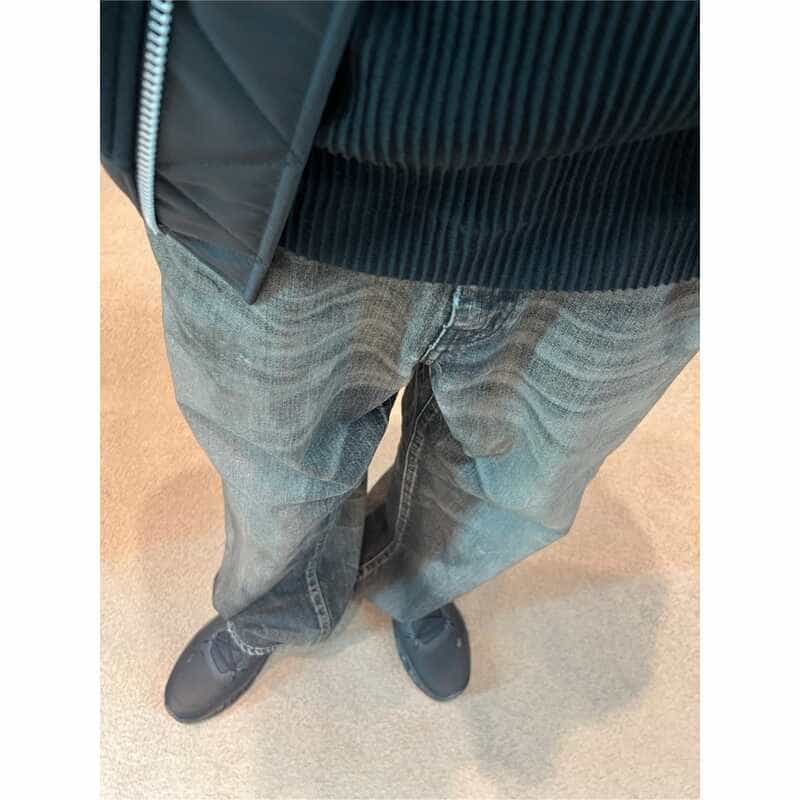 BARNEYS NEW YORK BARNEYS NEW YORK by ANCELLM　ダメージワイドデニムパンツ BLACK
