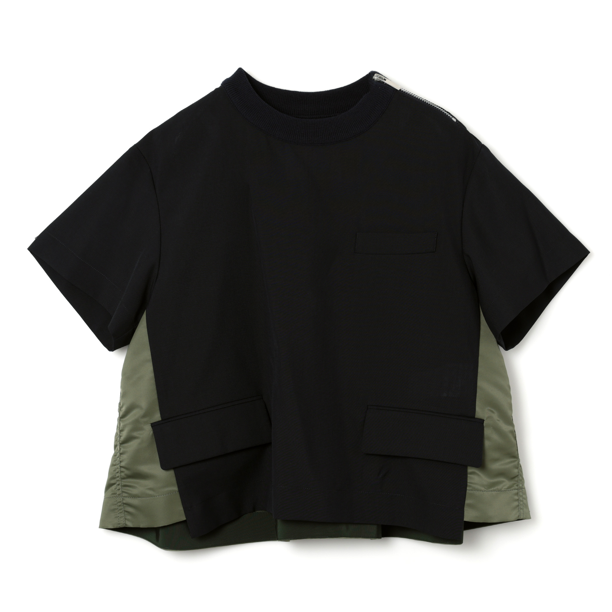 SACAI＜サカイ＞ コンビネーション スーチング素材Tシャツ