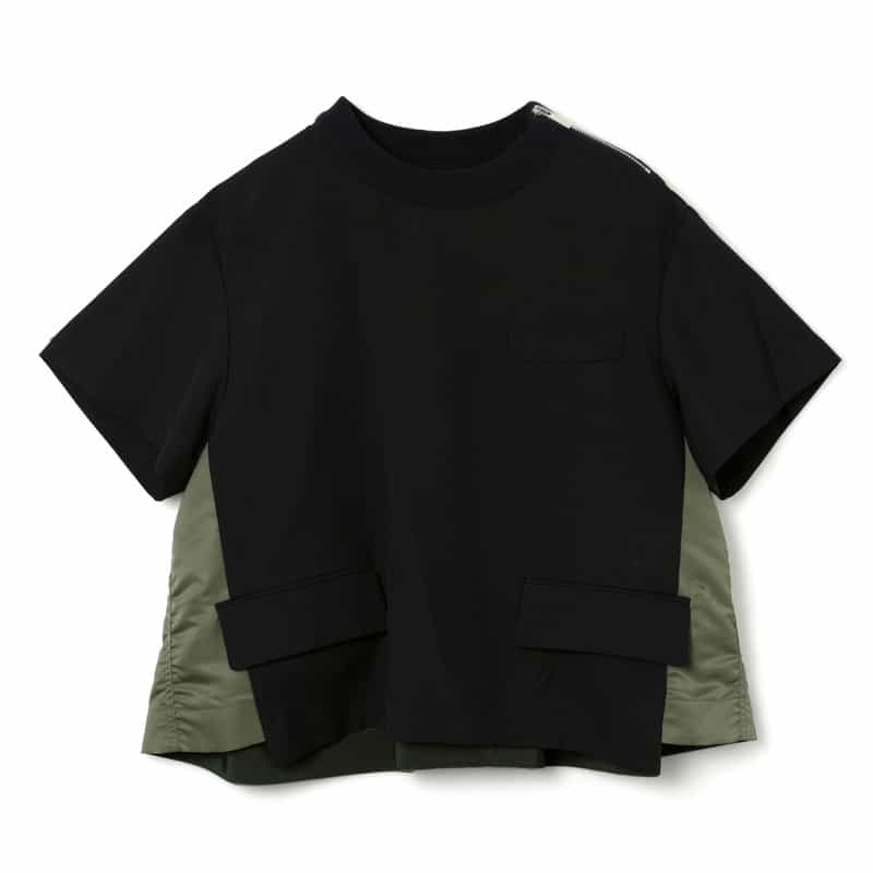 SACAI＜サカイ＞ コンビネーション スーチング素材Tシャツ