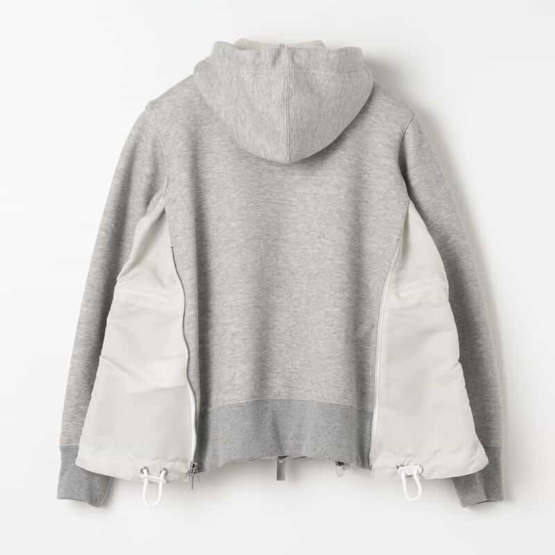 SACAI SACAI＜サカイ＞ ドローコード付きジップアップパーカー LIGHT GRAY