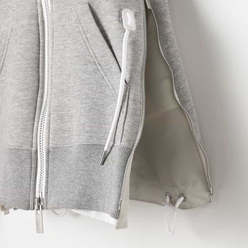 SACAI SACAI＜サカイ＞ ドローコード付きジップアップパーカー LIGHT GRAY