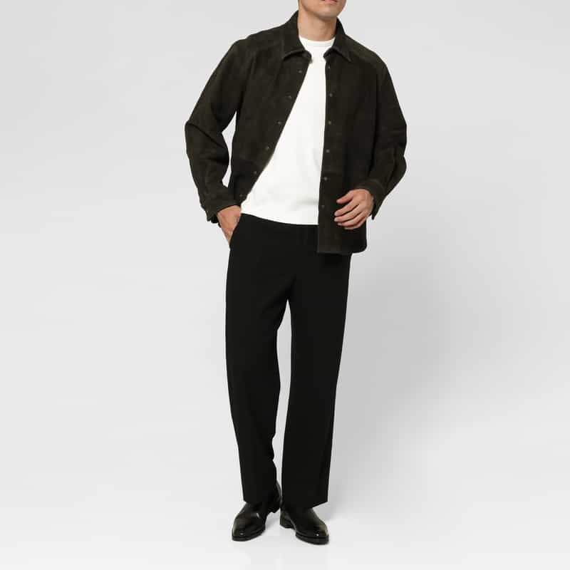 ANCELLM ANCELLM＜アンセルム＞ オーバーシルエットレザーシャツ BLACK