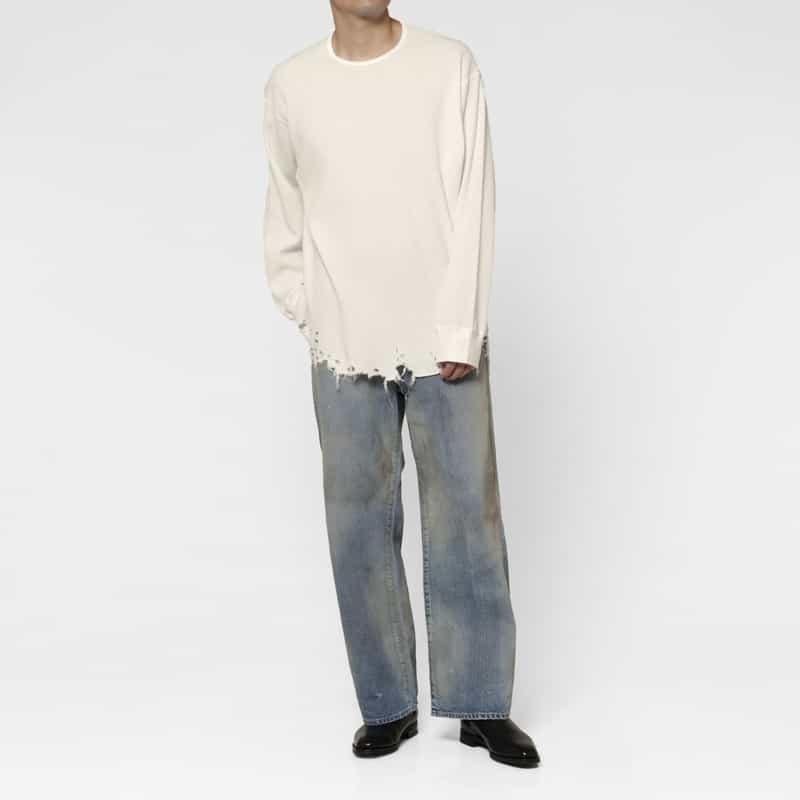 ANCELLM ANCELLM＜アンセルム＞ ダメージ加工ロングスリーブTシャツ WHITE