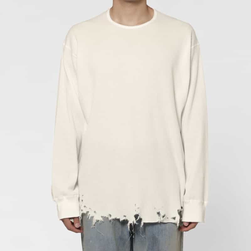 ANCELLM ANCELLM＜アンセルム＞ ダメージ加工ロングスリーブTシャツ WHITE