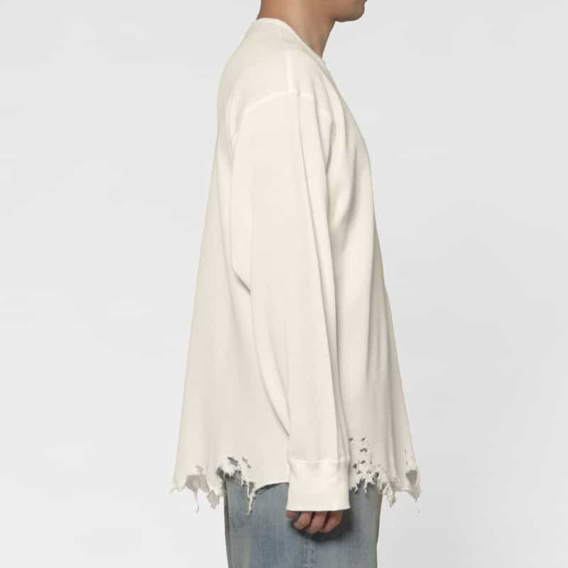 ANCELLM ANCELLM＜アンセルム＞ ダメージ加工ロングスリーブTシャツ WHITE