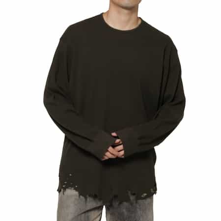 ANCELLM＜アンセルム＞ ダメージ加工ロングスリーブTシャツ