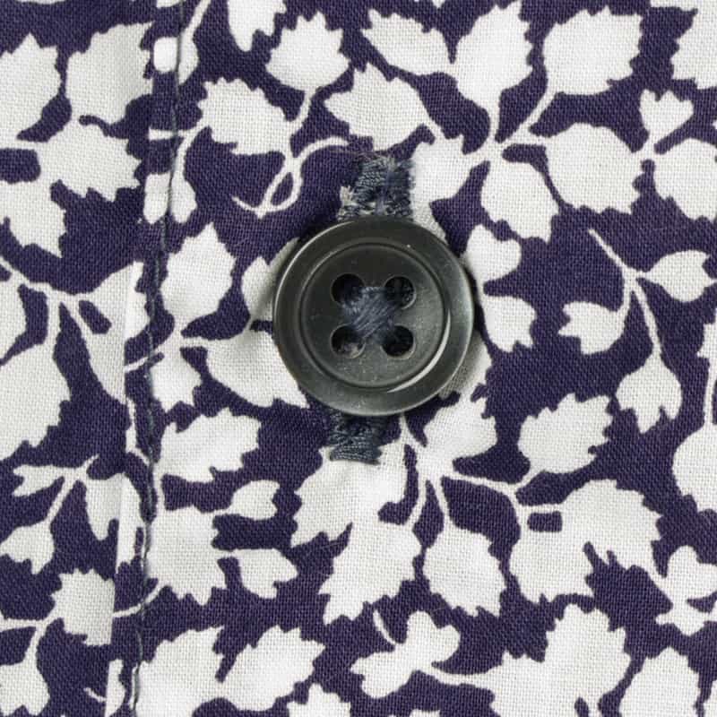 BARNEYS NEW YORK フラワー柄ワイドカラープリントシャツ NAVY