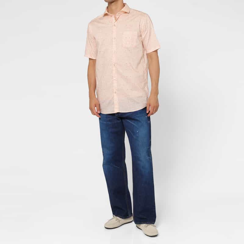 BARNEYS NEW YORK フラワー柄ワイドカラープリントシャツ PINK
