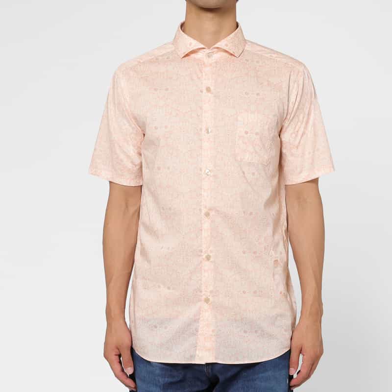 BARNEYS NEW YORK フラワー柄ワイドカラープリントシャツ PINK