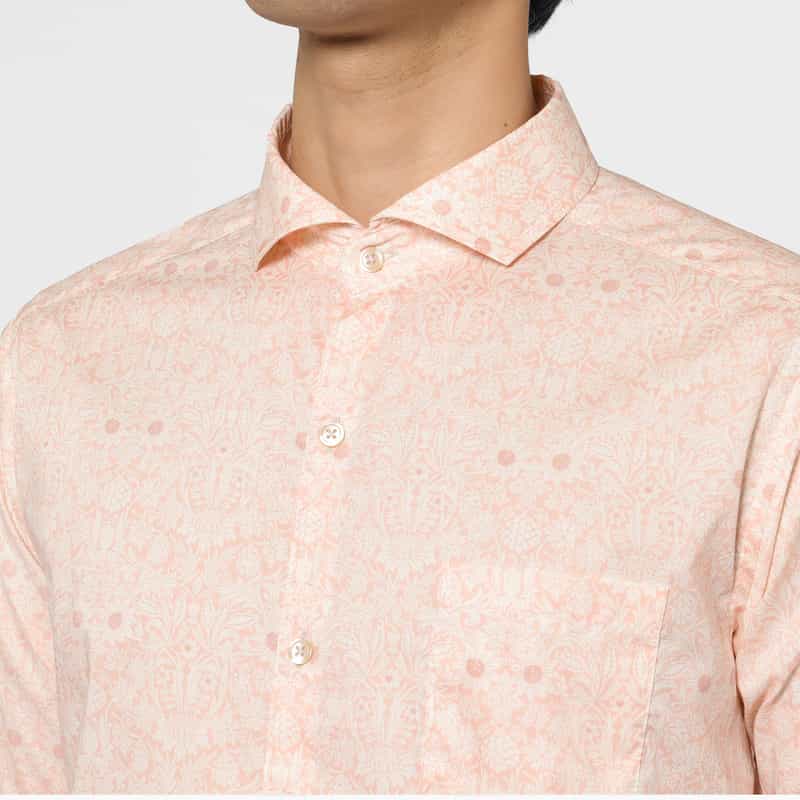 BARNEYS NEW YORK フラワー柄ワイドカラープリントシャツ PINK