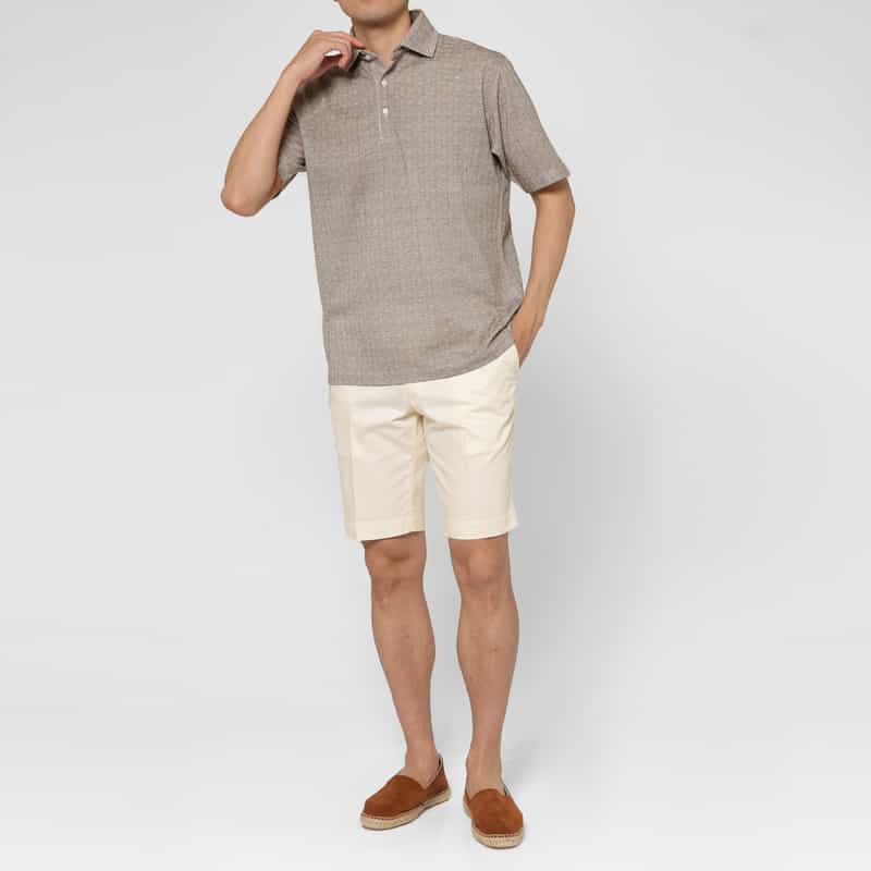 BARNEYS NEW YORK グレンチェック柄鹿の子ポロシャツ BROWN
