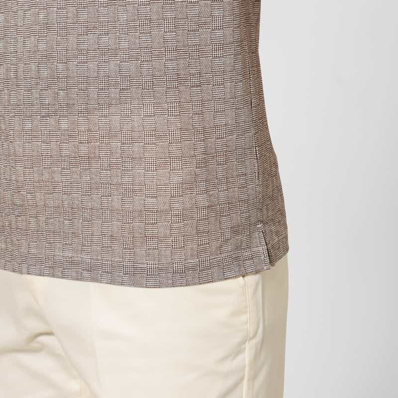 BARNEYS NEW YORK グレンチェック柄鹿の子ポロシャツ BROWN