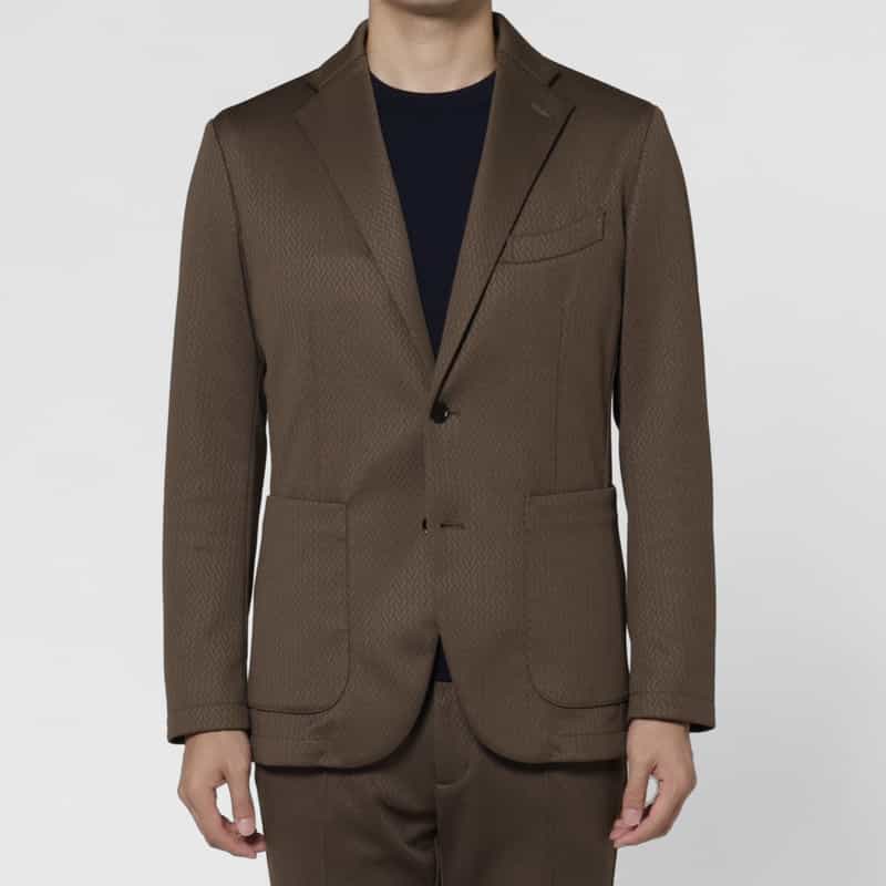 BARNEYS NEW YORK セットアップ ヘリンボーン柄ジャージージャケット GRAY