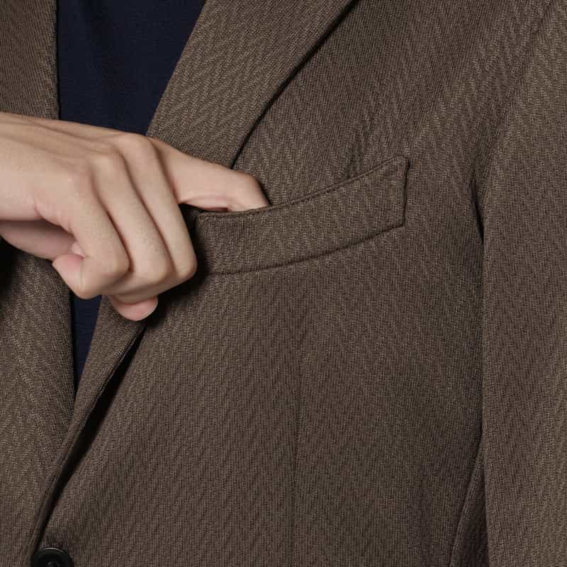 BARNEYS NEW YORK セットアップ ヘリンボーン柄ジャージージャケット GRAY