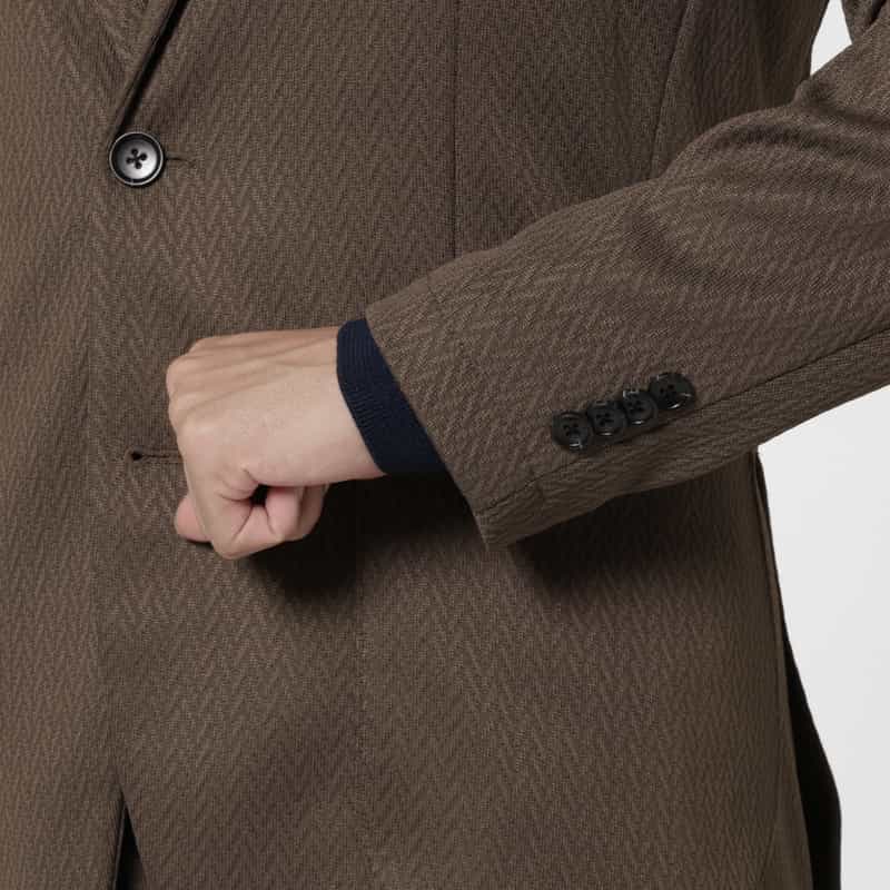 BARNEYS NEW YORK セットアップ ヘリンボーン柄ジャージージャケット GRAY