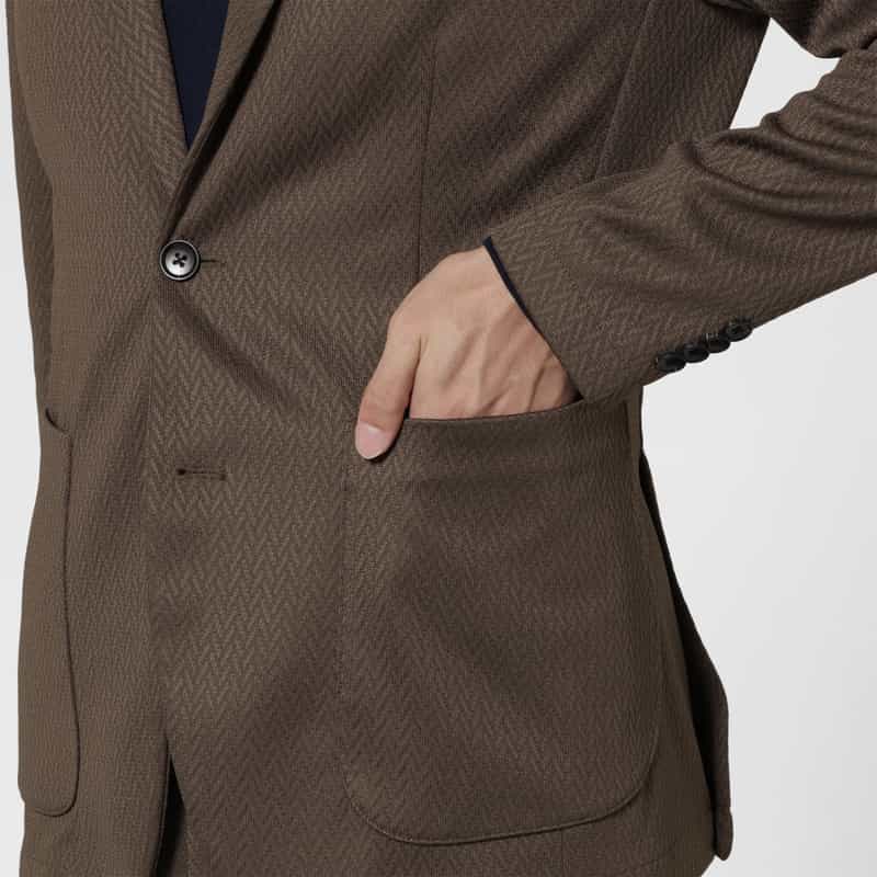 BARNEYS NEW YORK セットアップ ヘリンボーン柄ジャージージャケット GRAY