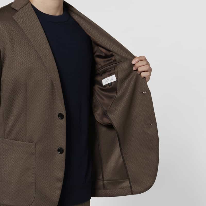 BARNEYS NEW YORK セットアップ ヘリンボーン柄ジャージージャケット GRAY