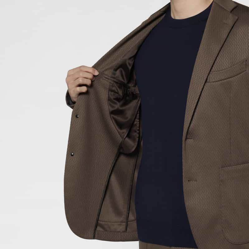 BARNEYS NEW YORK セットアップ ヘリンボーン柄ジャージージャケット GRAY