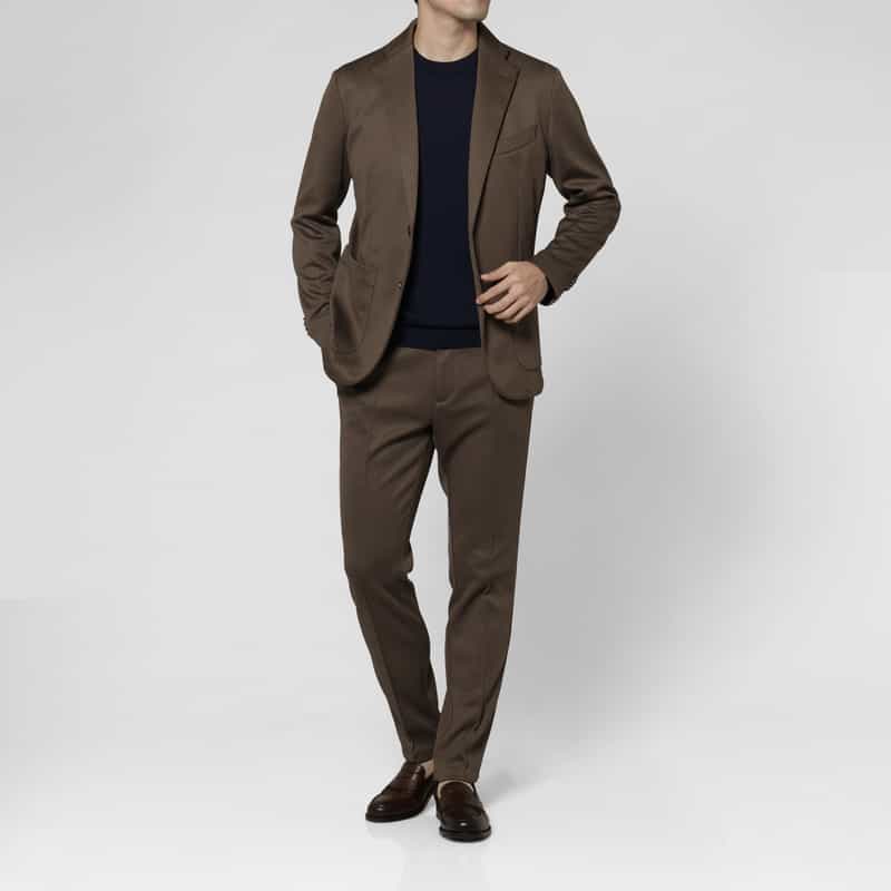 BARNEYS NEW YORK セットアップ ヘリンボーン柄ジャージーパンツ GRAY