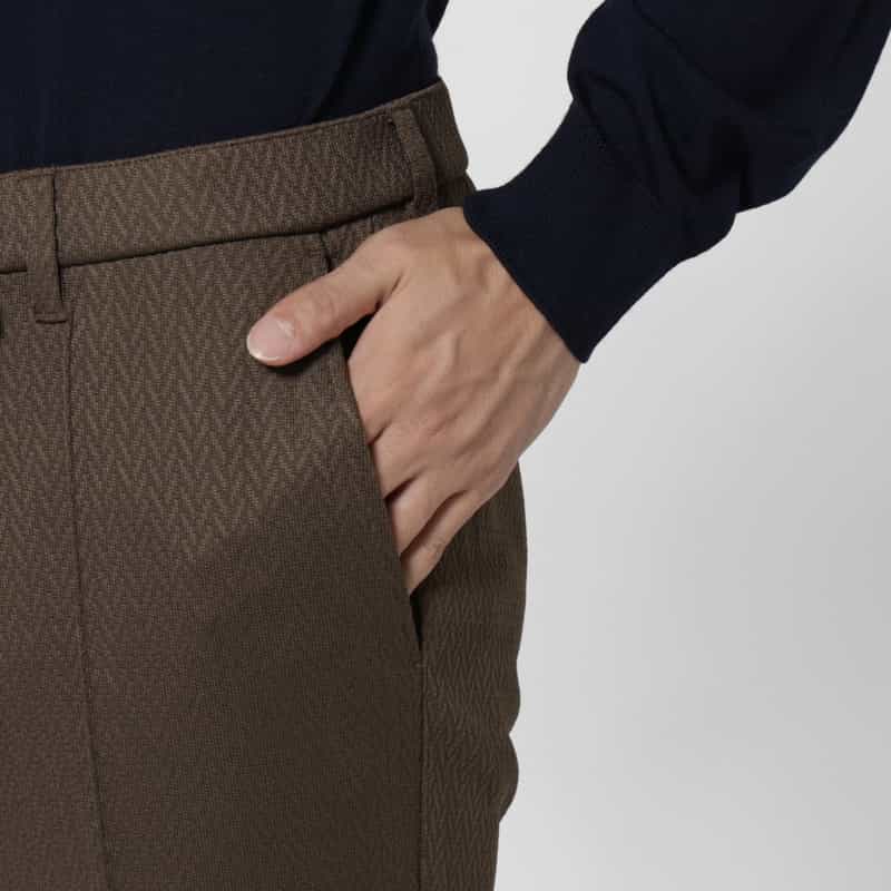 BARNEYS NEW YORK セットアップ ヘリンボーン柄ジャージーパンツ GRAY
