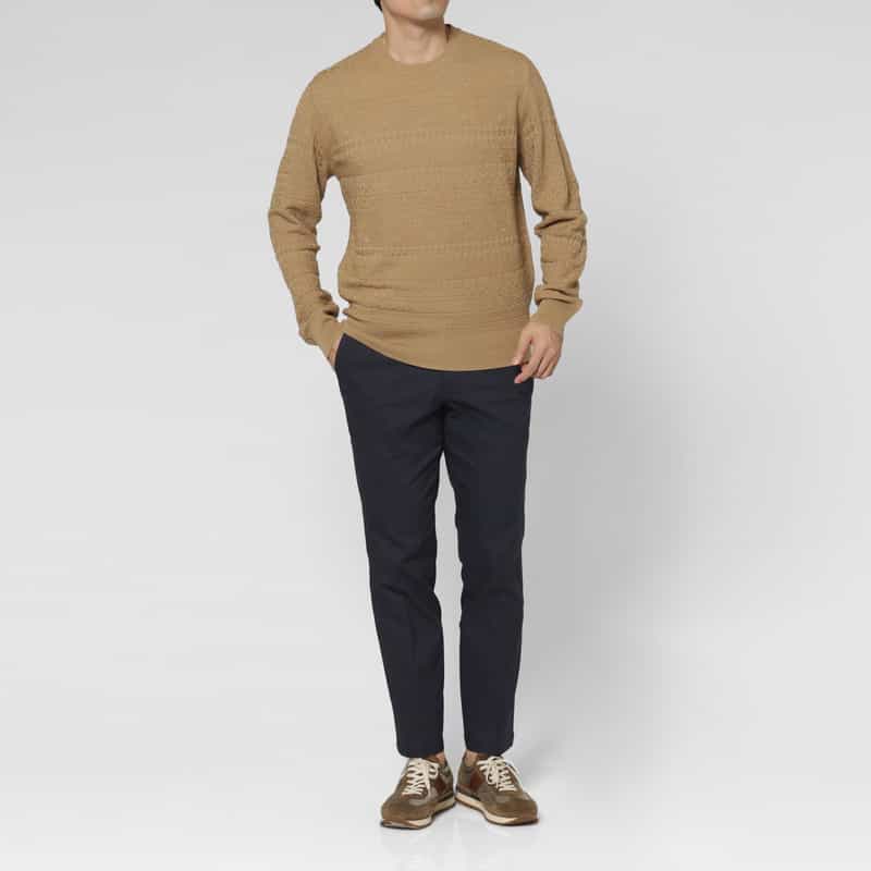 BARNEYS NEW YORK ストレッチ素材ピンストライプ柄スリムパンツ NAVY