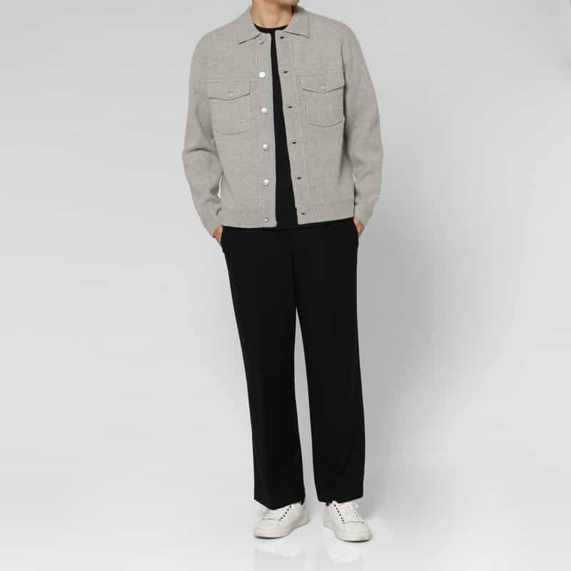 BARNEYS NEW YORK ミラノリブニットジャケット GRAY