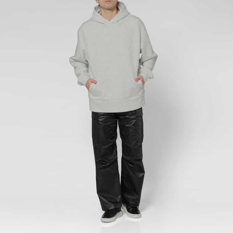 BARNEYS NEW YORK ダンボールニット素材オーバーフィットパーカー LIGHT GRAY