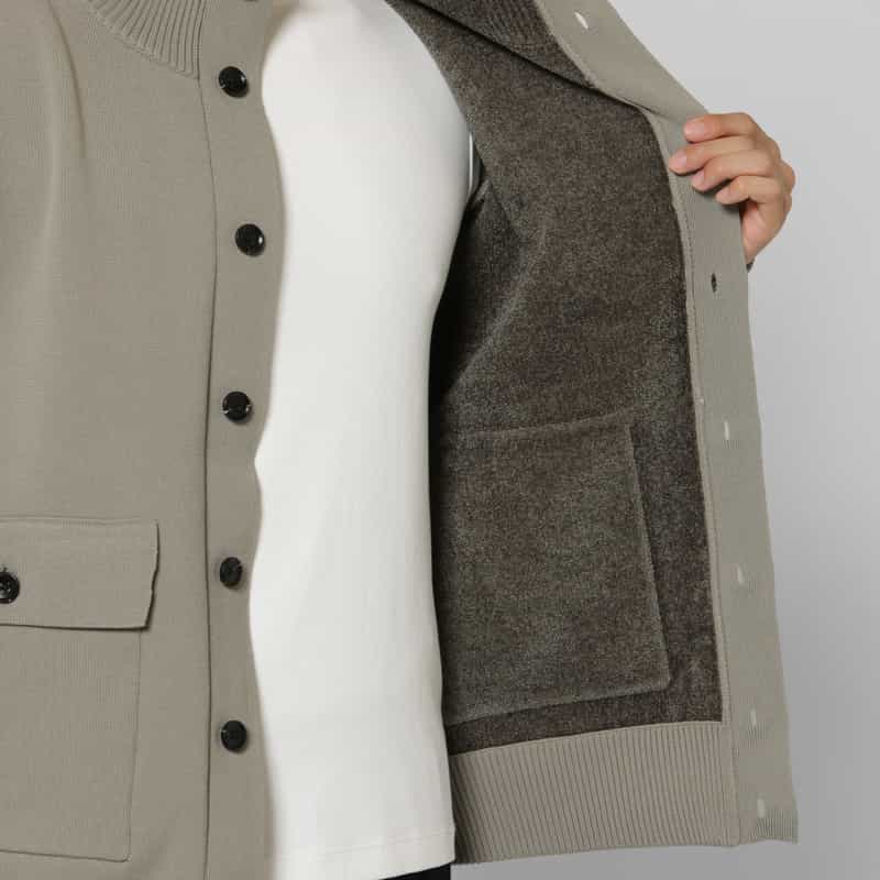 BARNEYS NEW YORK バルスター型ニットブルゾン LIGHT GRAY