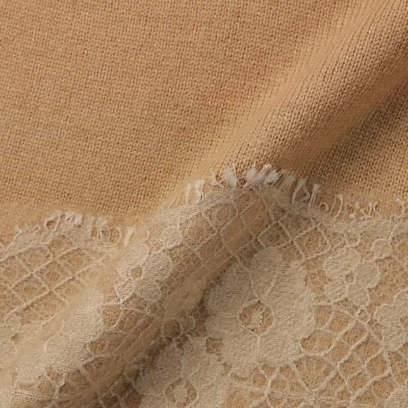 BARNEYS NEW YORK ニードルパンチレースデザイン クルーネックニットプルオーバー BEIGE