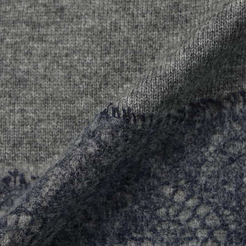 BARNEYS NEW YORK ニードルパンチレースデザイン クルーネックニットプルオーバー DARK GRAY