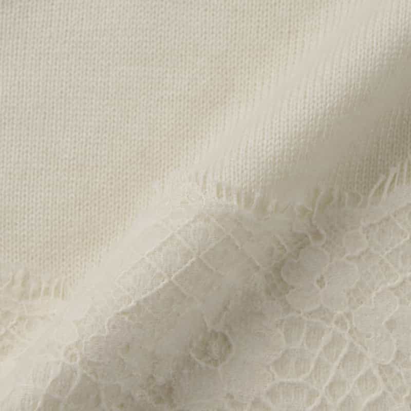 BARNEYS NEW YORK ニードルパンチレースデザイン ハイネックニットドレス OFF WHITE
