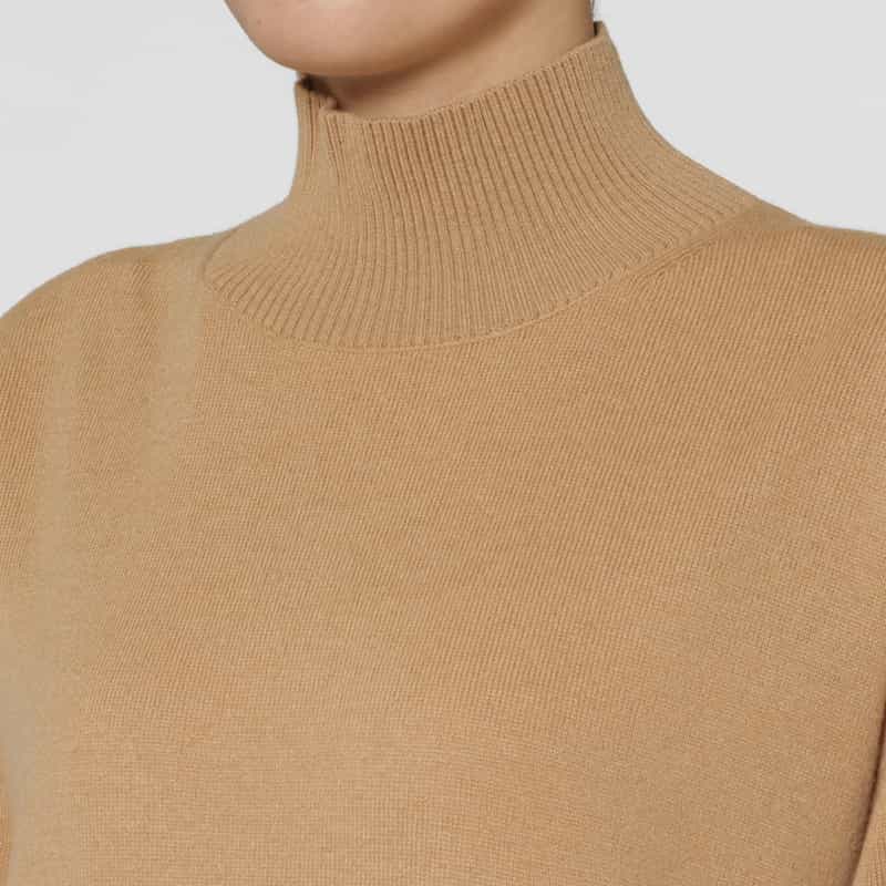 BARNEYS NEW YORK ニードルパンチレースデザイン ハイネックニットドレス BEIGE