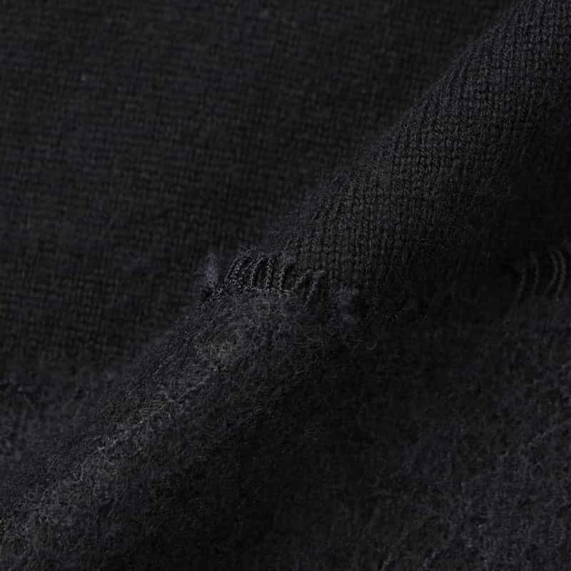 BARNEYS NEW YORK ニードルパンチレースデザイン ハイネックニットドレス BLACK