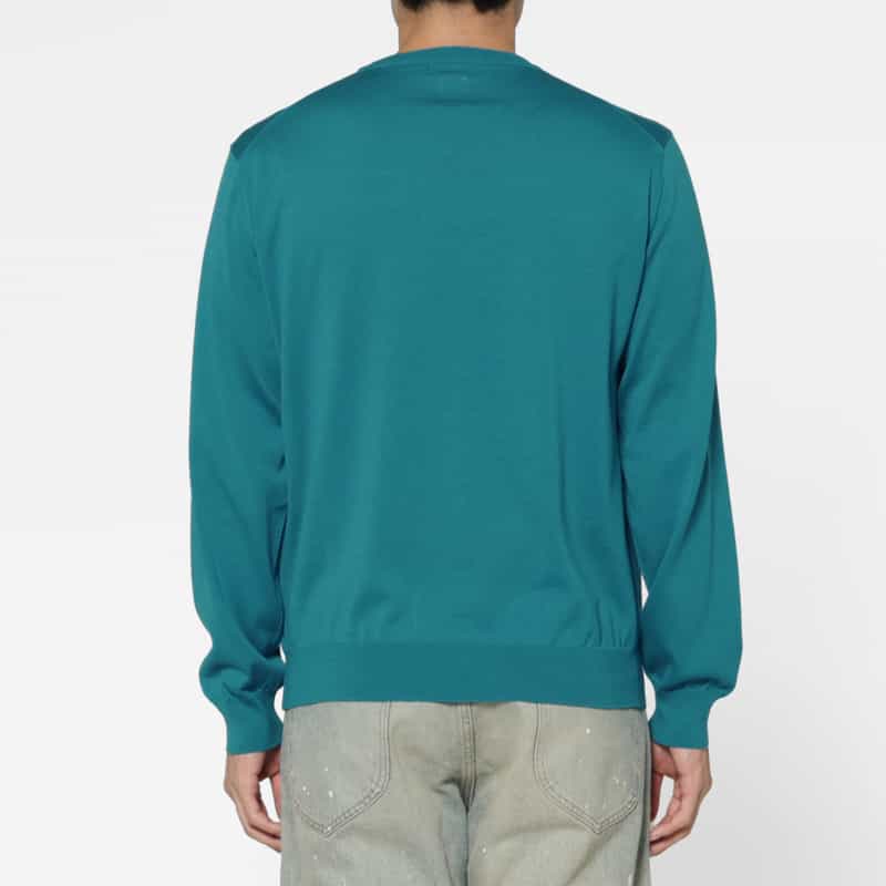 BARNEYS NEW YORK シーアイランドコットンロングスリーブクルーネックニットプルオーバー TURQUOISE