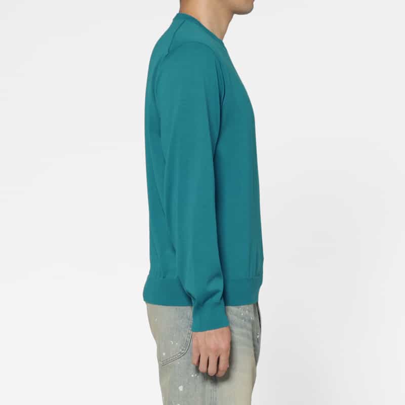 BARNEYS NEW YORK シーアイランドコットンロングスリーブクルーネックニットプルオーバー TURQUOISE