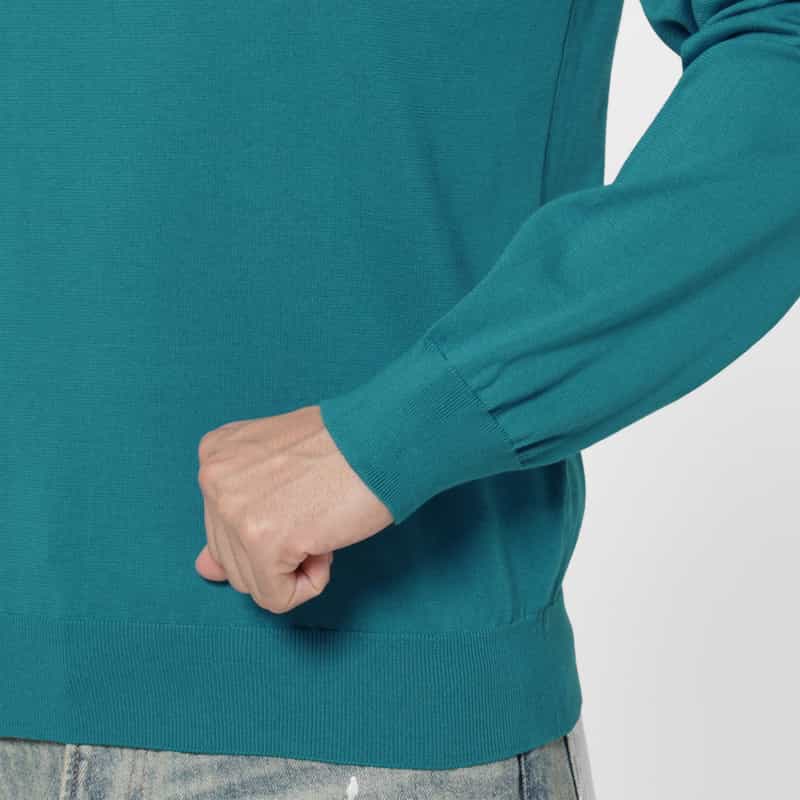 BARNEYS NEW YORK シーアイランドコットンロングスリーブクルーネックニットプルオーバー TURQUOISE