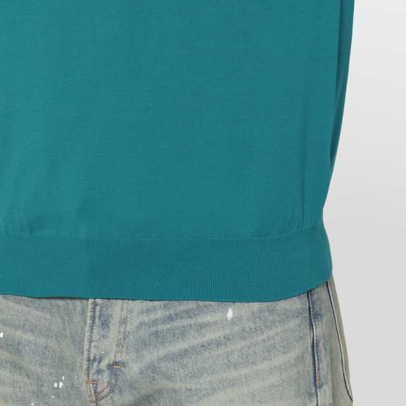BARNEYS NEW YORK シーアイランドコットンロングスリーブクルーネックニットプルオーバー TURQUOISE