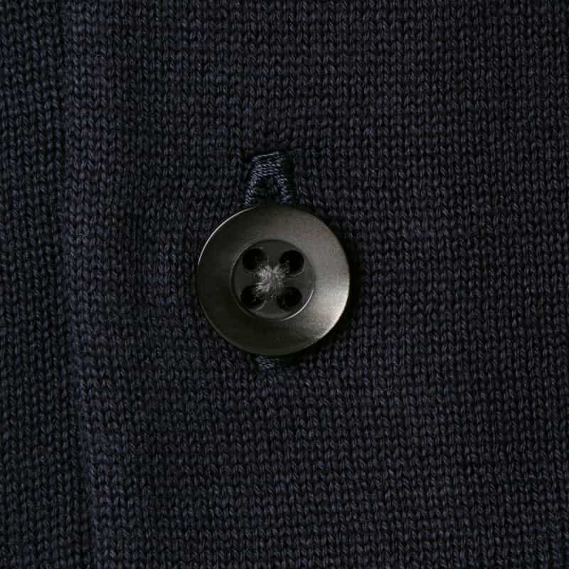 BARNEYS NEW YORK シーアイランドコットンロングスリーブニットポロシャツ NAVY