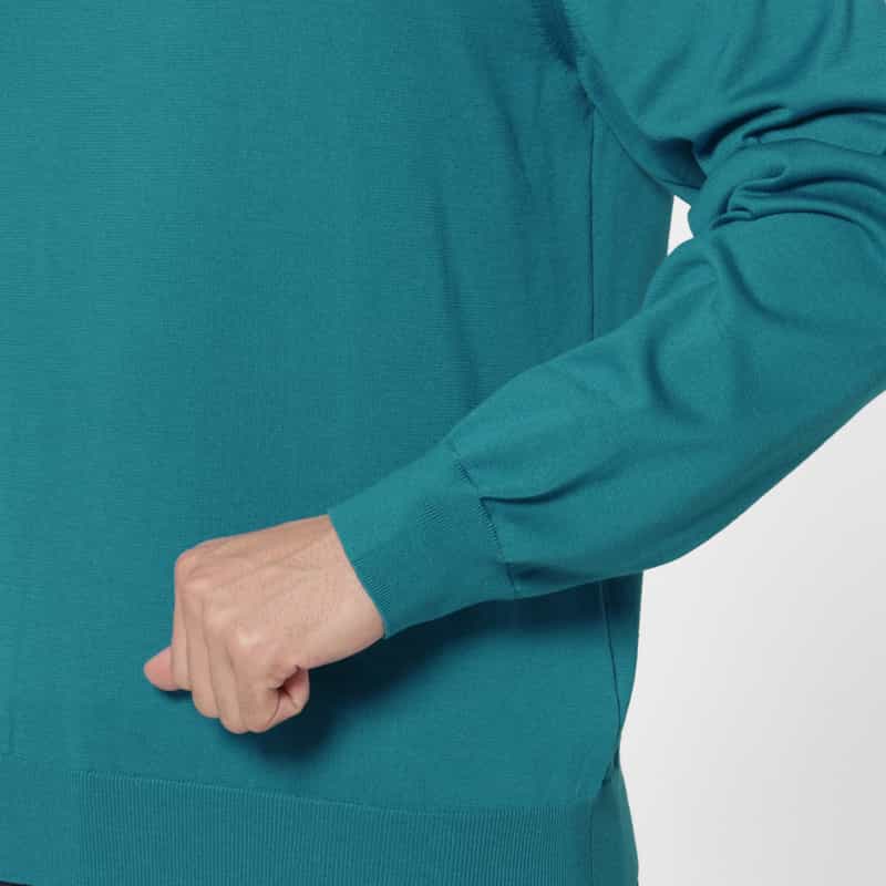 BARNEYS NEW YORK シーアイランドコットンロングスリーブニットポロシャツ TURQUOISE