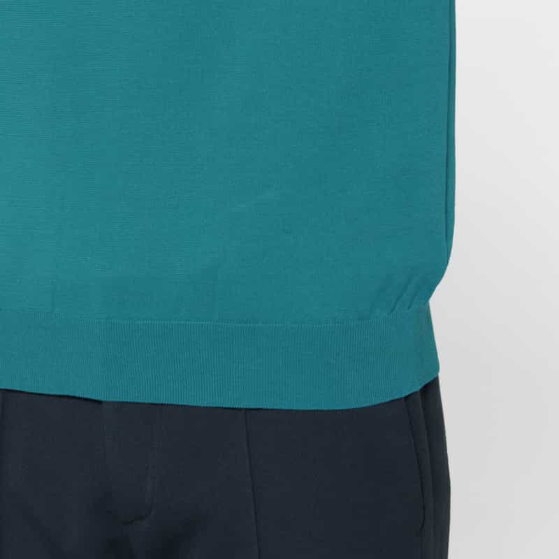 BARNEYS NEW YORK シーアイランドコットンロングスリーブニットポロシャツ TURQUOISE