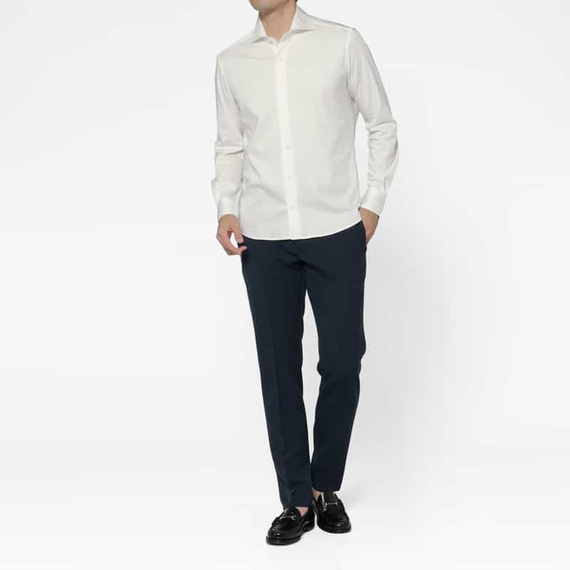 BARNEYS NEW YORK ロングスリーブカジュアルシャツ（アルビニ社製コットン使用） WHITE